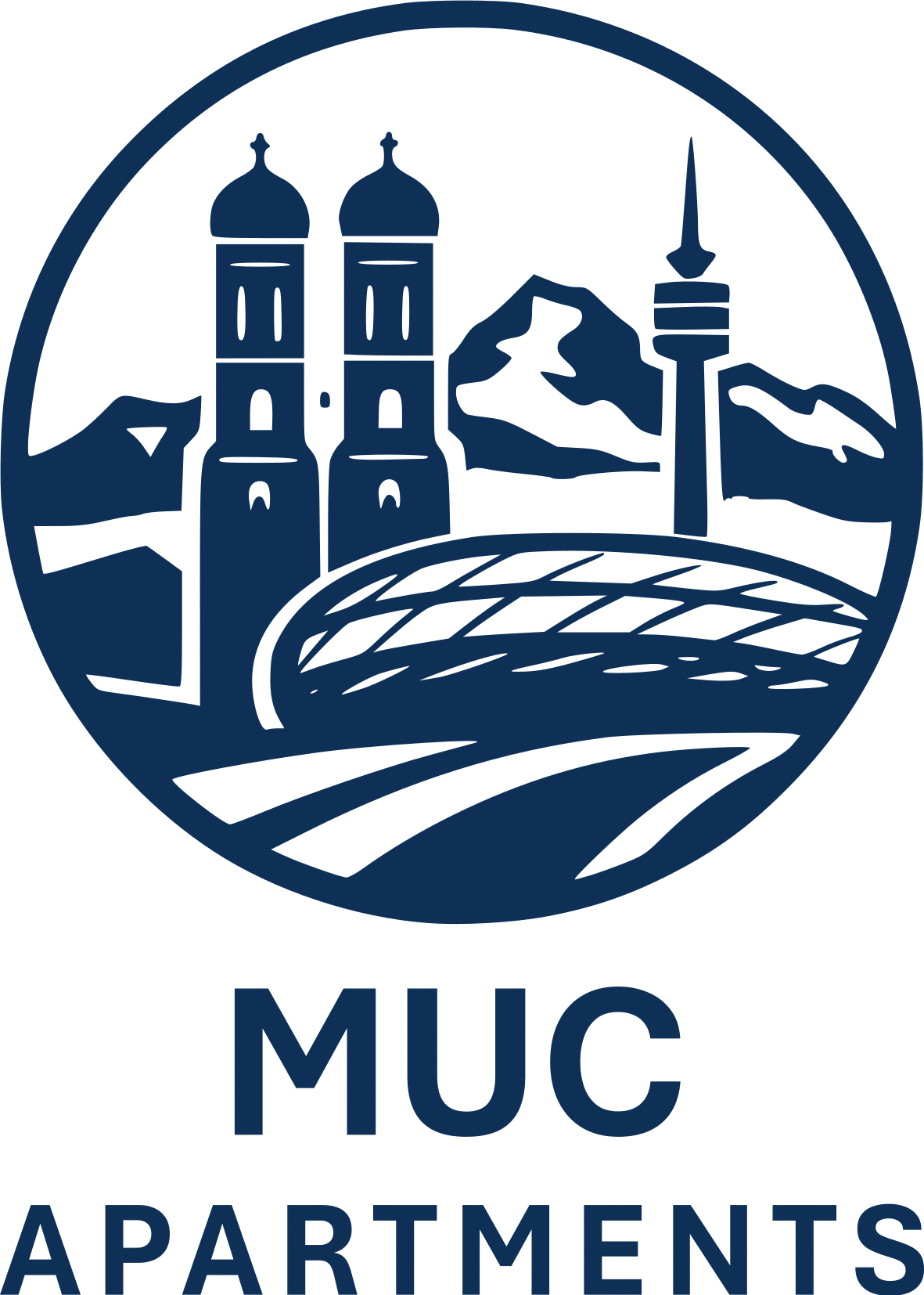 Logo MUC Apartment BeschrUnten dunkeblau weisserKreis